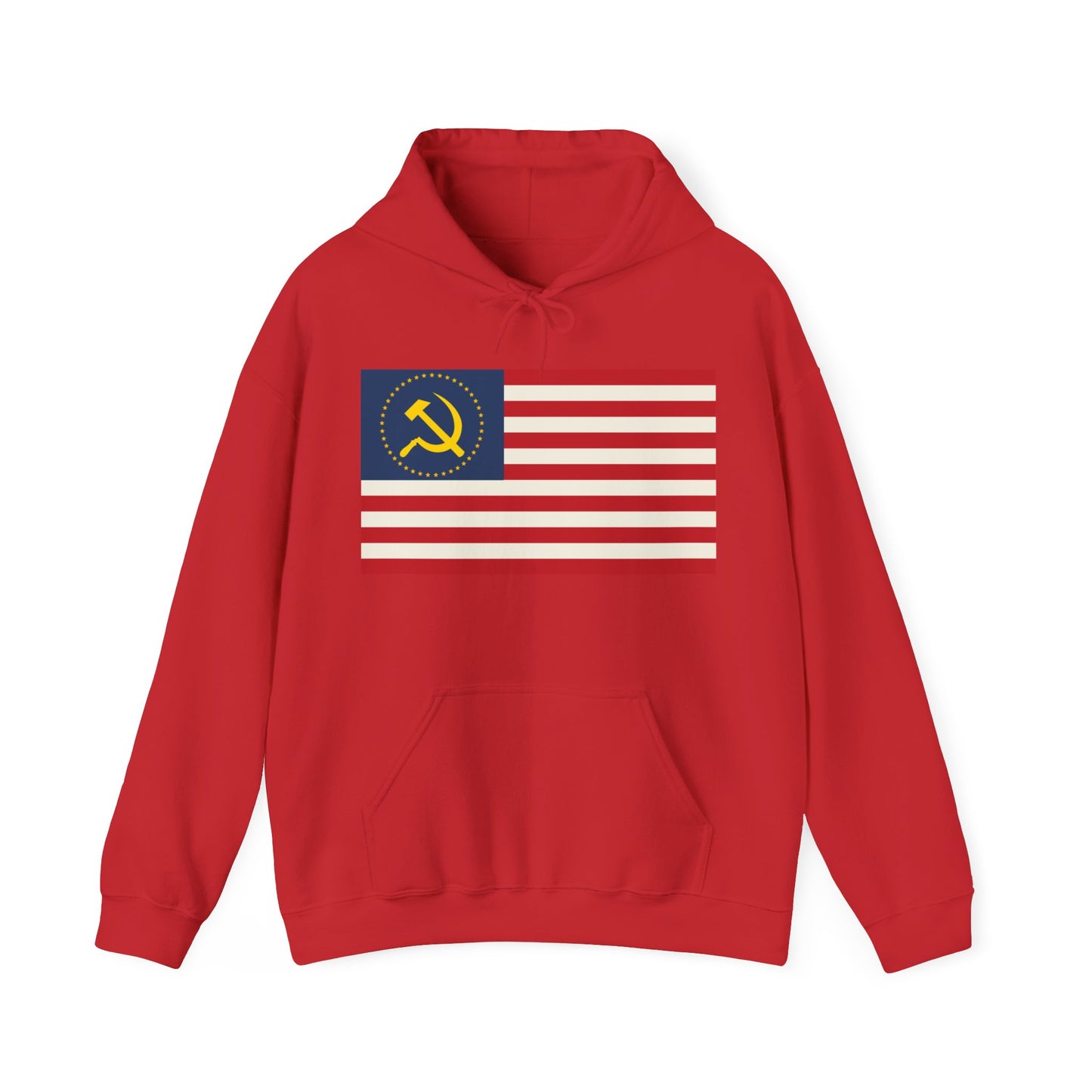 Socialist USA Stars and Stripes Communist American Flag Unisex Heavy Blend Hooded Sweatshirt