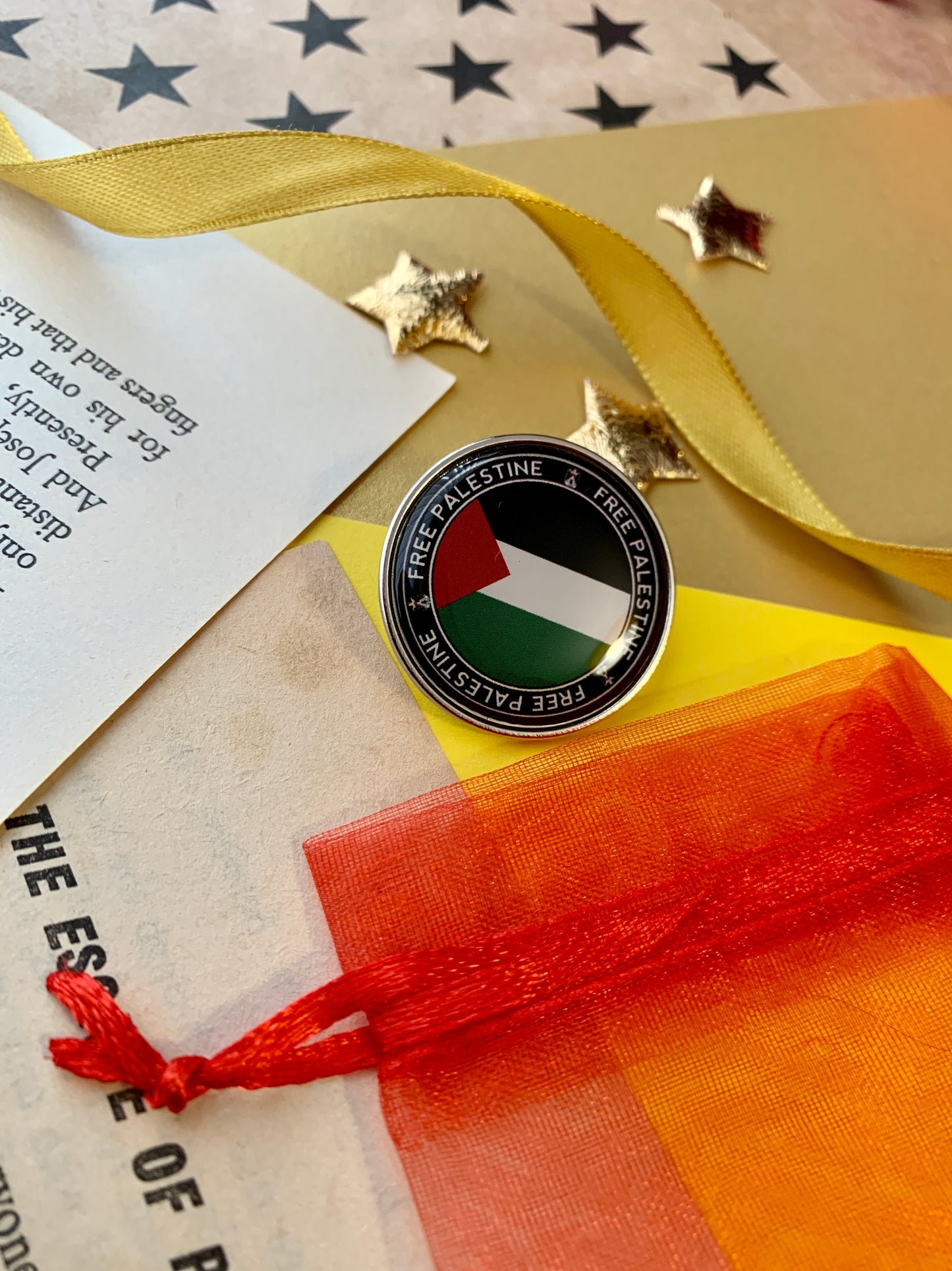 Free Palestine Palestinian Flag Circular Enamel Pin Badge