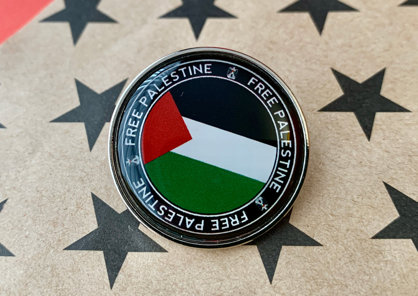 Free Palestine Palestinian Flag Circular Enamel Pin Badge