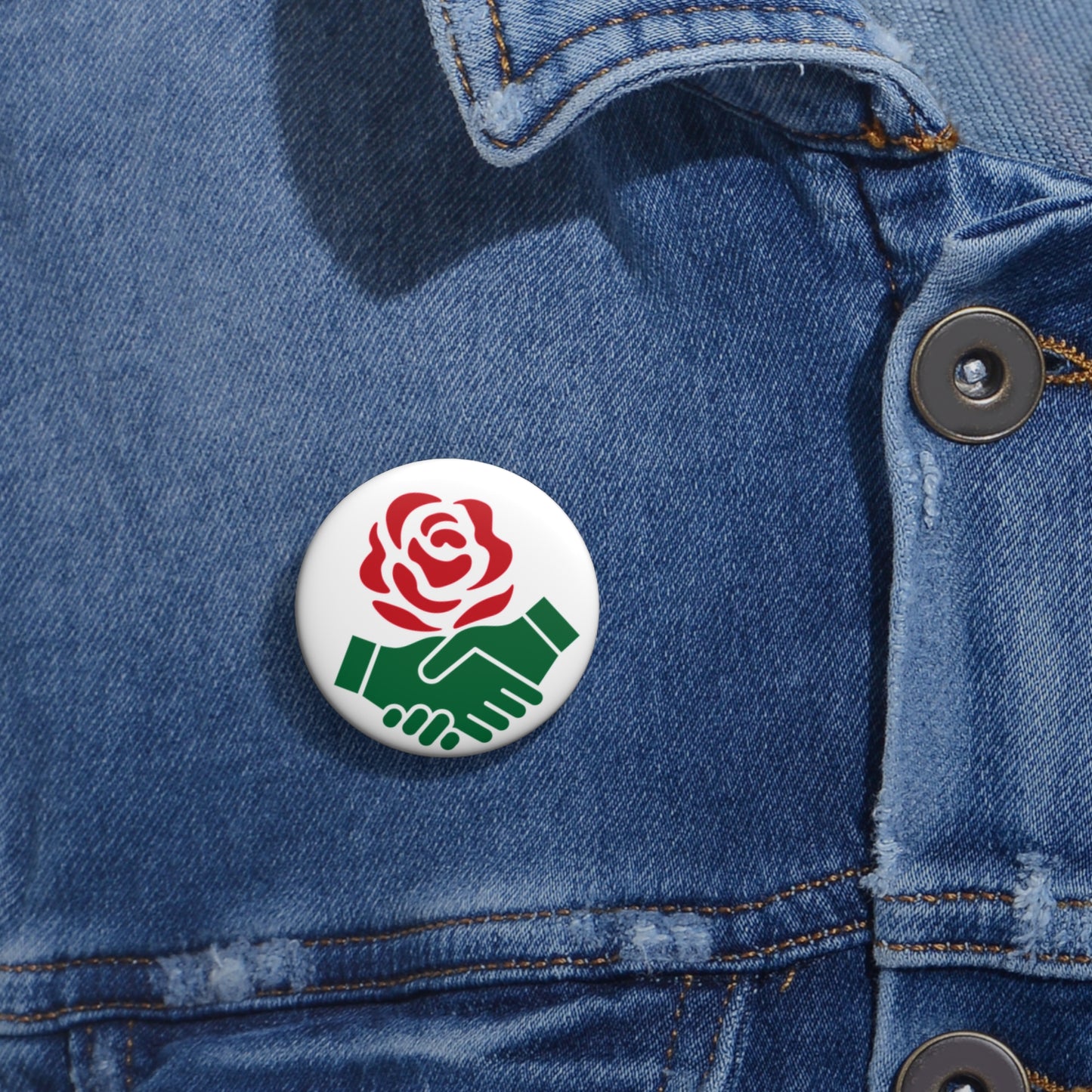 Socialist Red Rose Solidarity Leftist Pin Badge Button