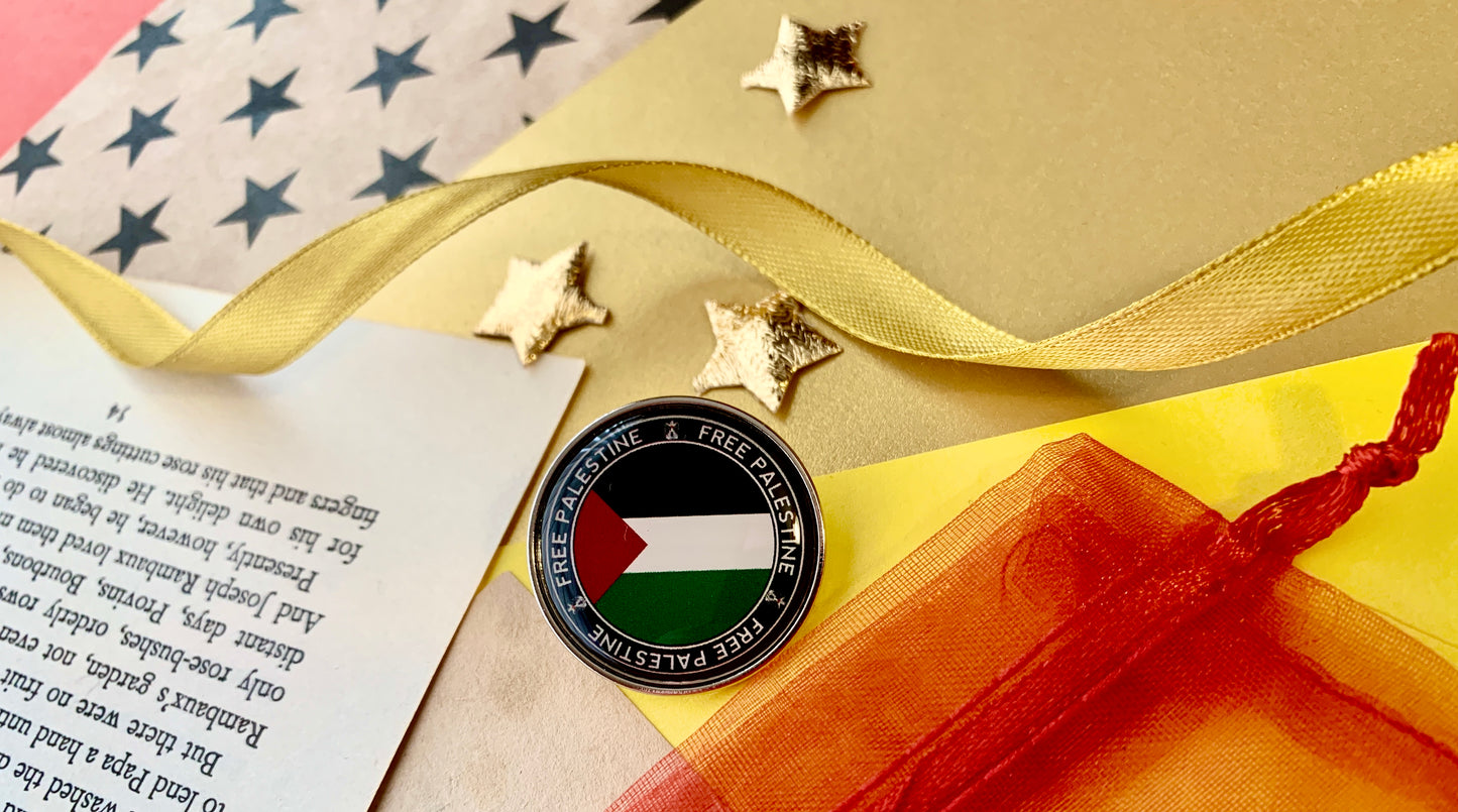 Free Palestine Palestinian Flag Circular Enamel Pin Badge
