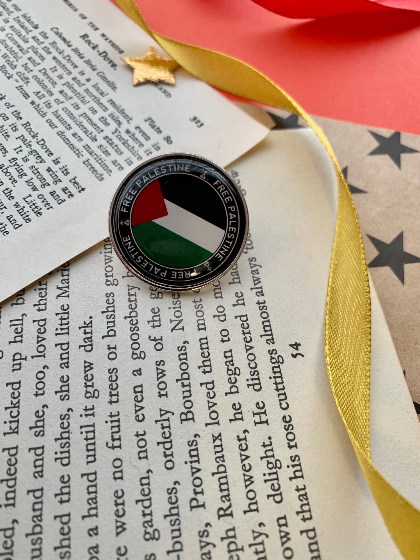 Free Palestine Palestinian Flag Circular Enamel Pin Badge