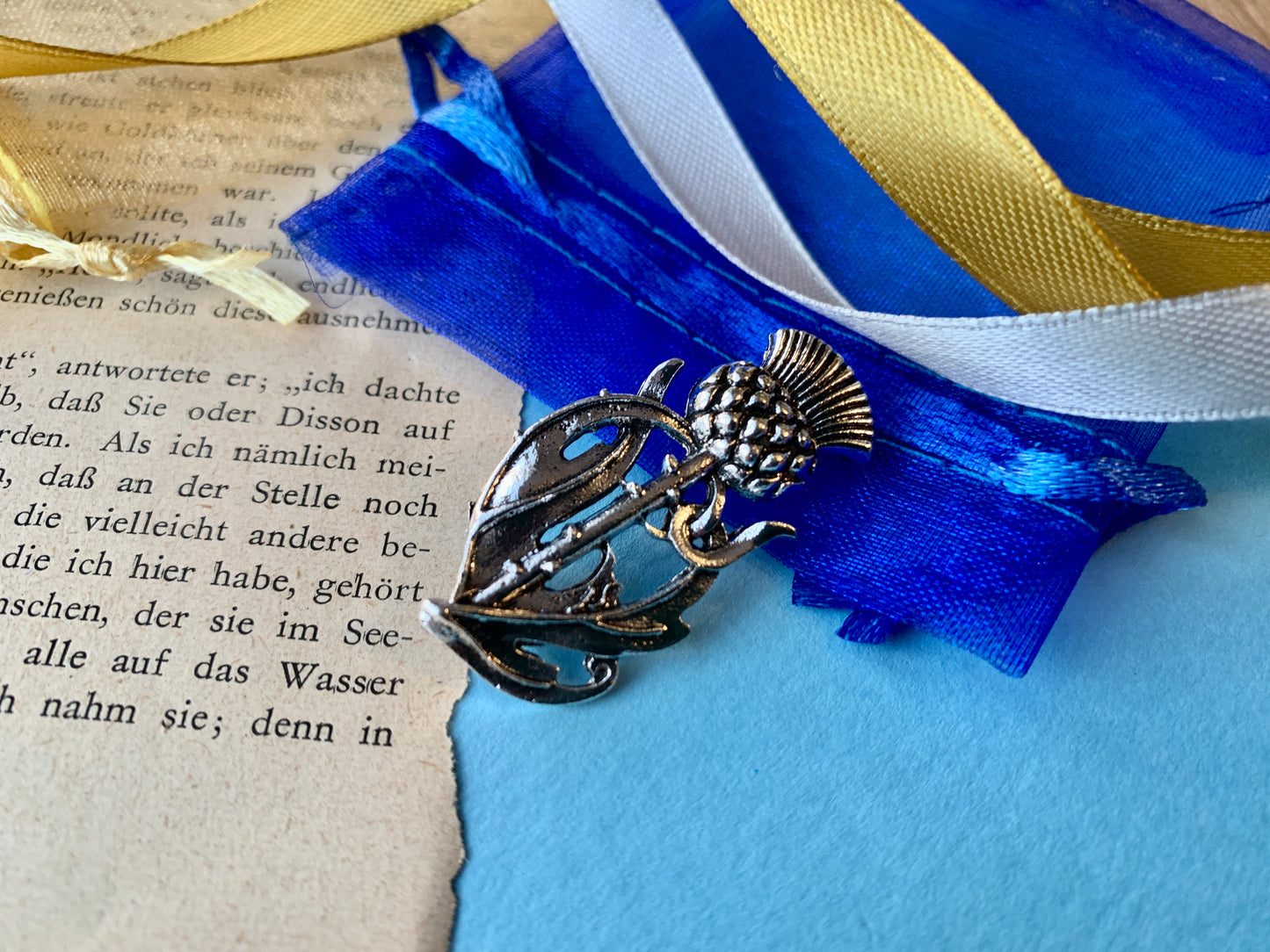 Scottish Silver Metal Thistle Brooch Pin Badge