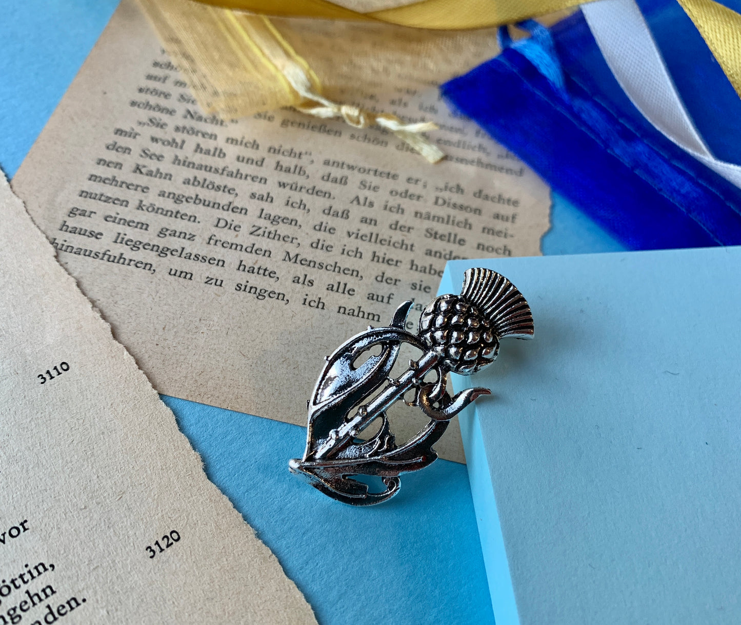 Scottish Silver Metal Thistle Brooch Pin Badge