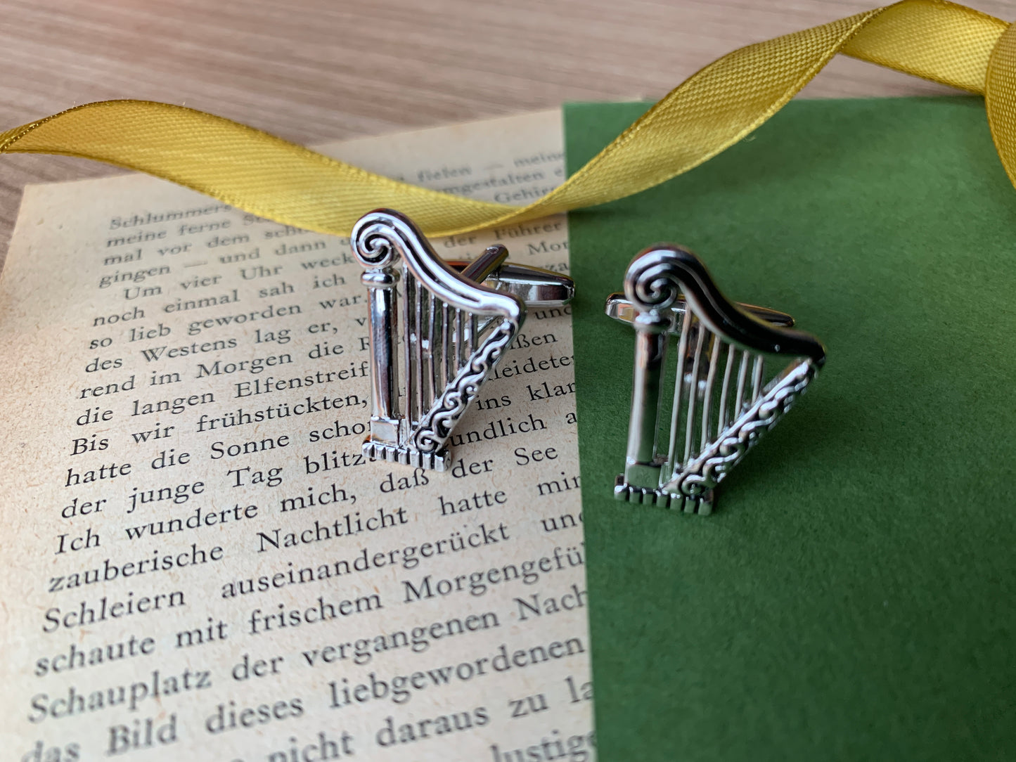Irish Harp Silver Metal Erin go Bragh St Patrick’s Day Cufflinks