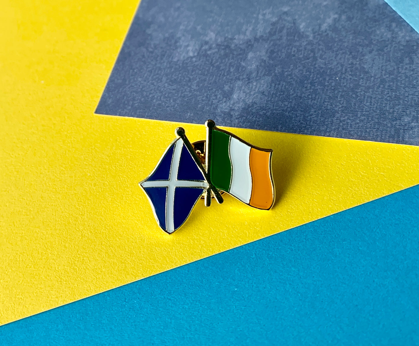 Scottish and Irish Crossed Flags Scotland Ireland Enamel Pin Badge