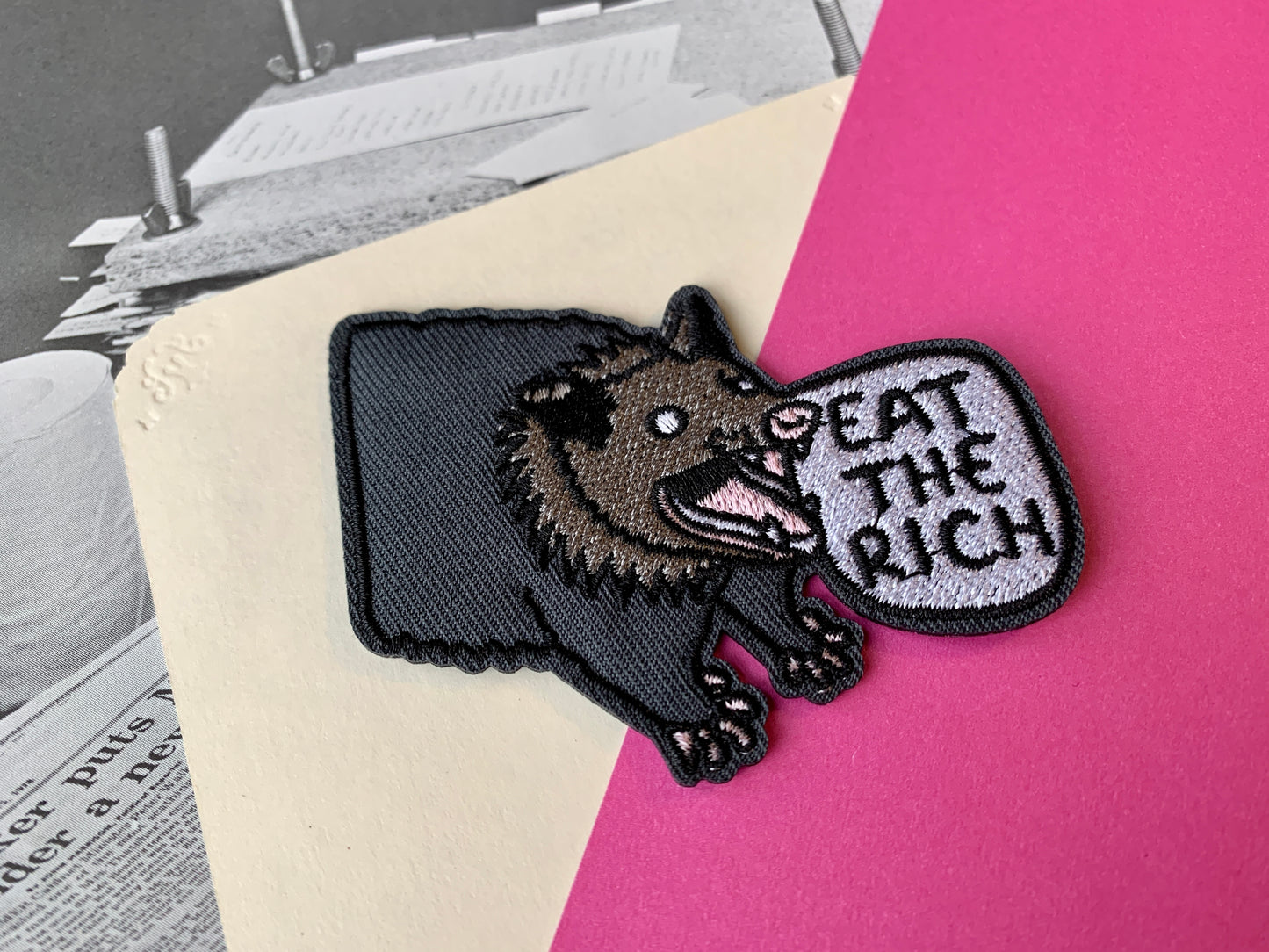 Leftist Eat The Rich Possum Embroidered Patch