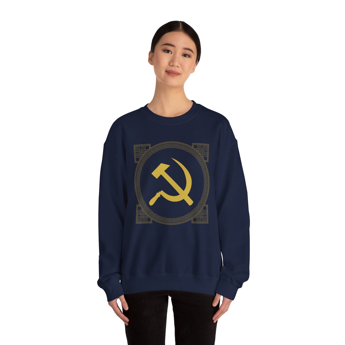 Communist Hammer and Sickle with Chinese East Asian Style Boarder Leftist Socialist Unisex Heavy Blend™ Crewneck Sweatshirt