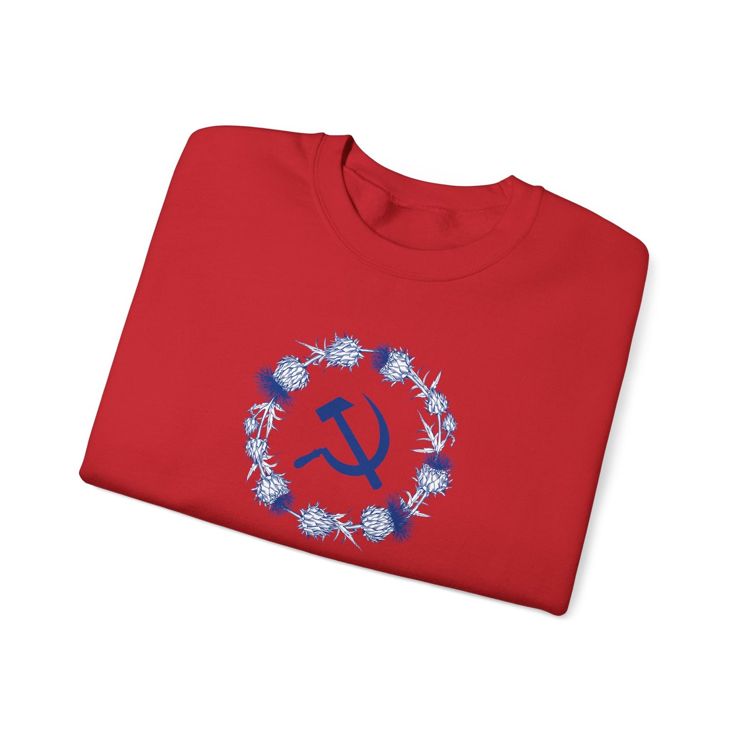 Scottish Socialist Solidarity Hammer and Sickle with Thistle Border Leftist Scotland Communist Unisex Heavy Blend™ Crewneck Sweatshirt
