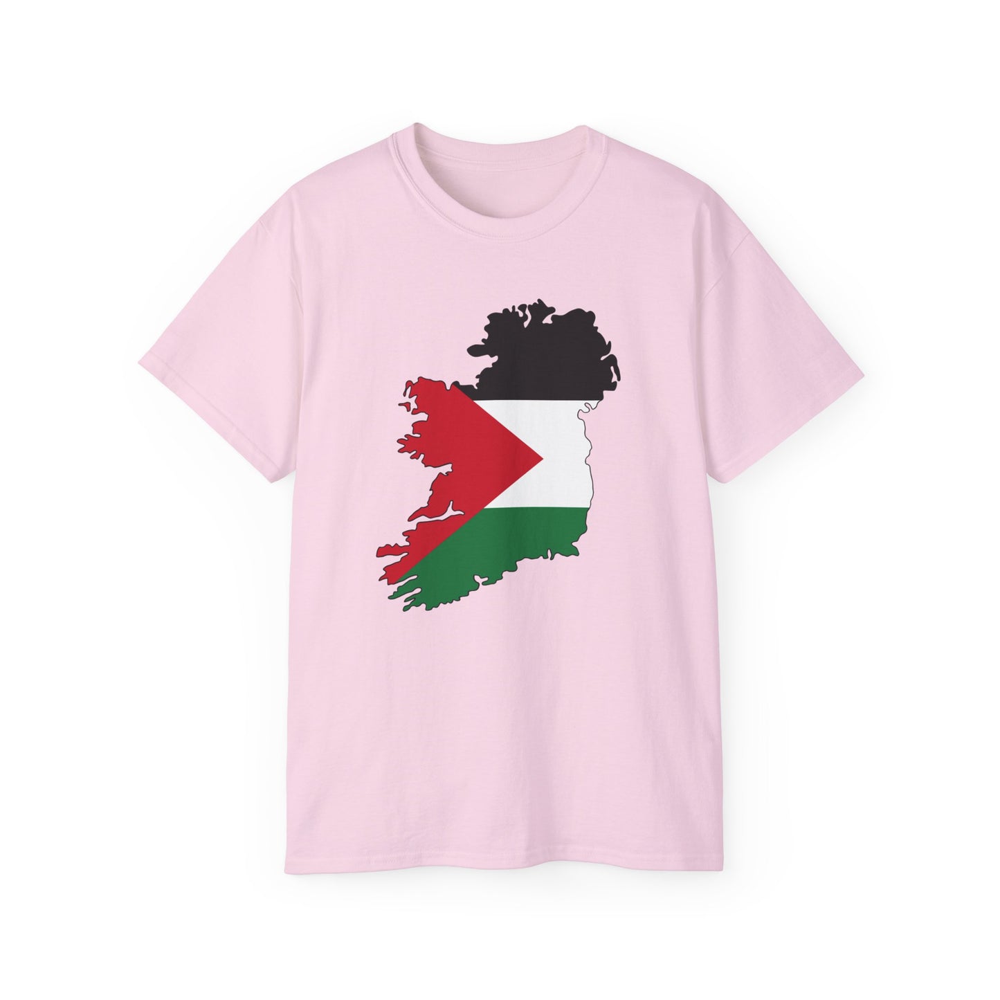 Irish Palestine Solidarity Outline of Ireland with Palestinian Flag Free Gaza Unisex Ultra Cotton Tee