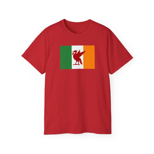 Irish Liverpool Liver Bird Scouse Irish Flag Tricolour Unisex Ultra Cotton Tee