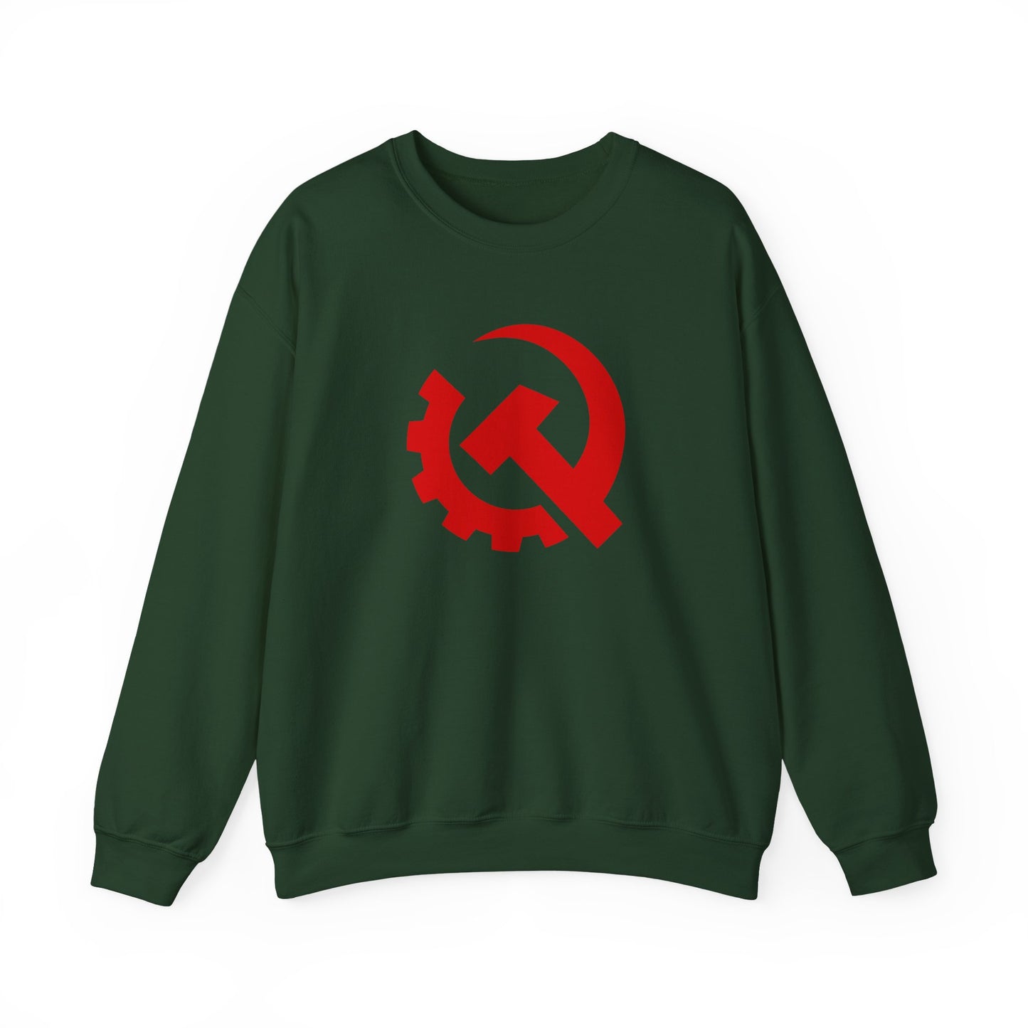 Communist Red Hammer & Sickle Gear Emblem Socialist Leftist Crewneck Sweatshirt