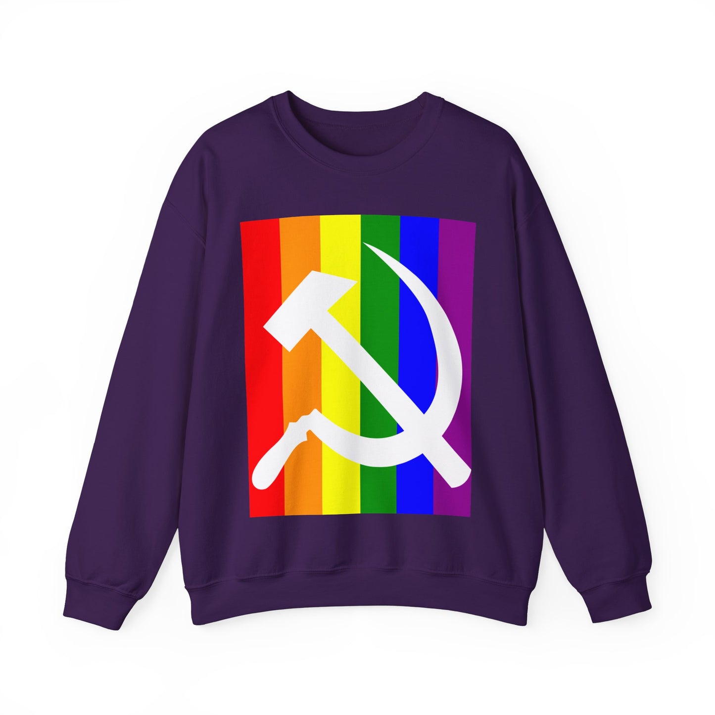 LGBTQ+ Socialist Rainbow Flag with Hammer and Sickle Communist Unisex Heavy Blend Crewneck Sweatshirt