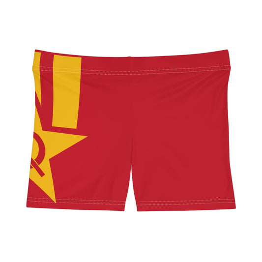 Leftist Star with Hammer and Sickle and Stripes Socialist Women's Shorts