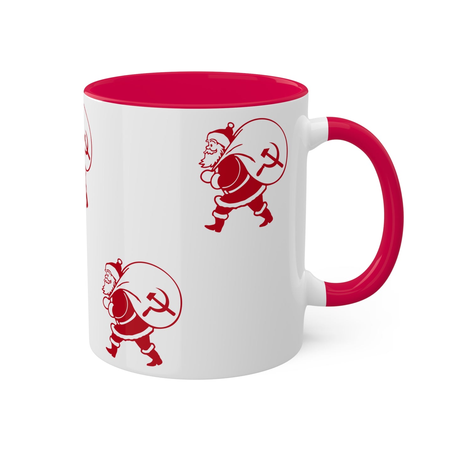 Socialist Santa Leftist Father Christmas with Hammer and Sickle Sack Communist Christmas Mug