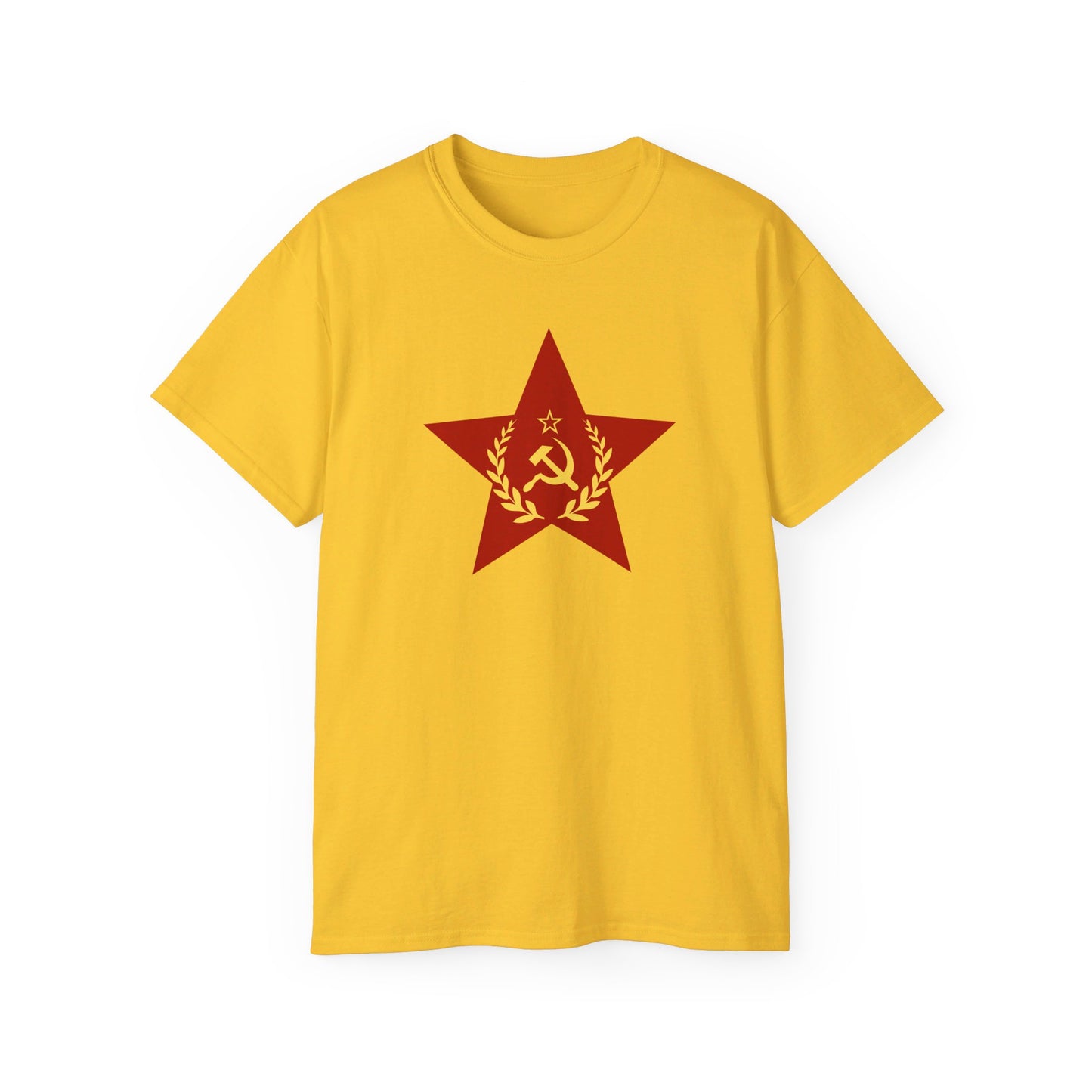 Leftist Red Star With Hammer and Sickle & Laurels Communist Socialist Unisex Ultra Cotton Tee