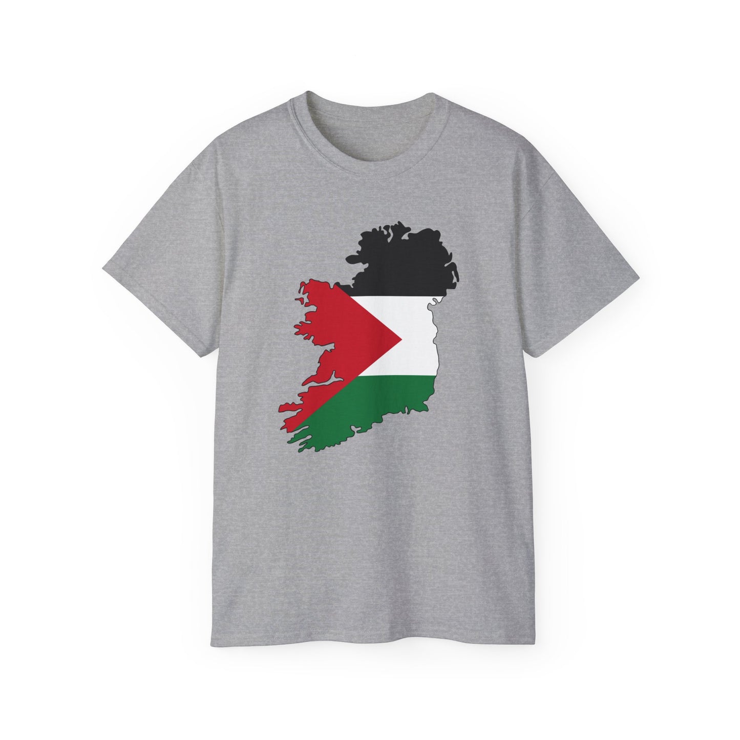 Irish Palestine Solidarity Outline of Ireland with Palestinian Flag Free Gaza Unisex Ultra Cotton Tee