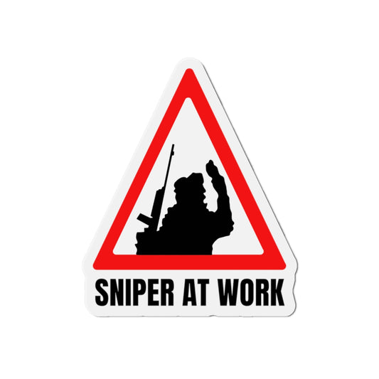 Sniper At Work United Ireland Irish Republican Army Road Sign IRA Kiss-Cut Magnet