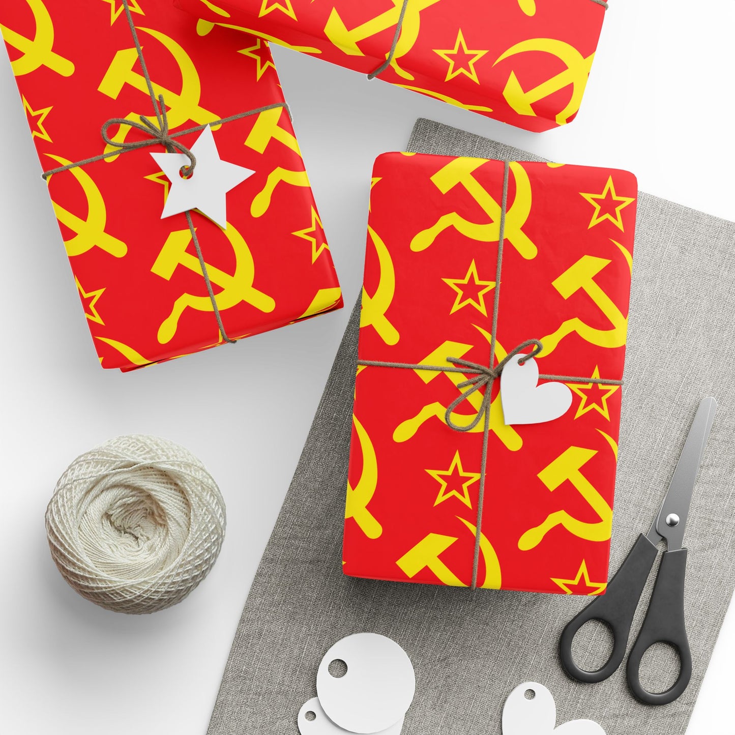 Leftist Hammer and Sickle Socialist Red and Yellow Communist Christmas and Birthday Wrapping Paper