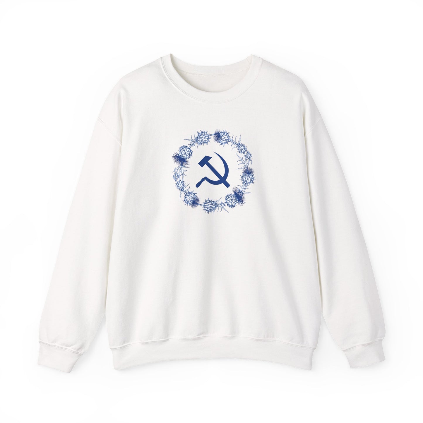 Scottish Socialist Solidarity Hammer and Sickle with Thistle Border Leftist Scotland Communist Unisex Heavy Blend™ Crewneck Sweatshirt