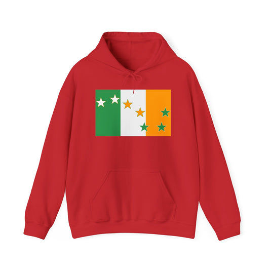 Irish Flag Tricolour with Socialist Starry Plough Unisex Heavy Blend Hooded Sweatshirt