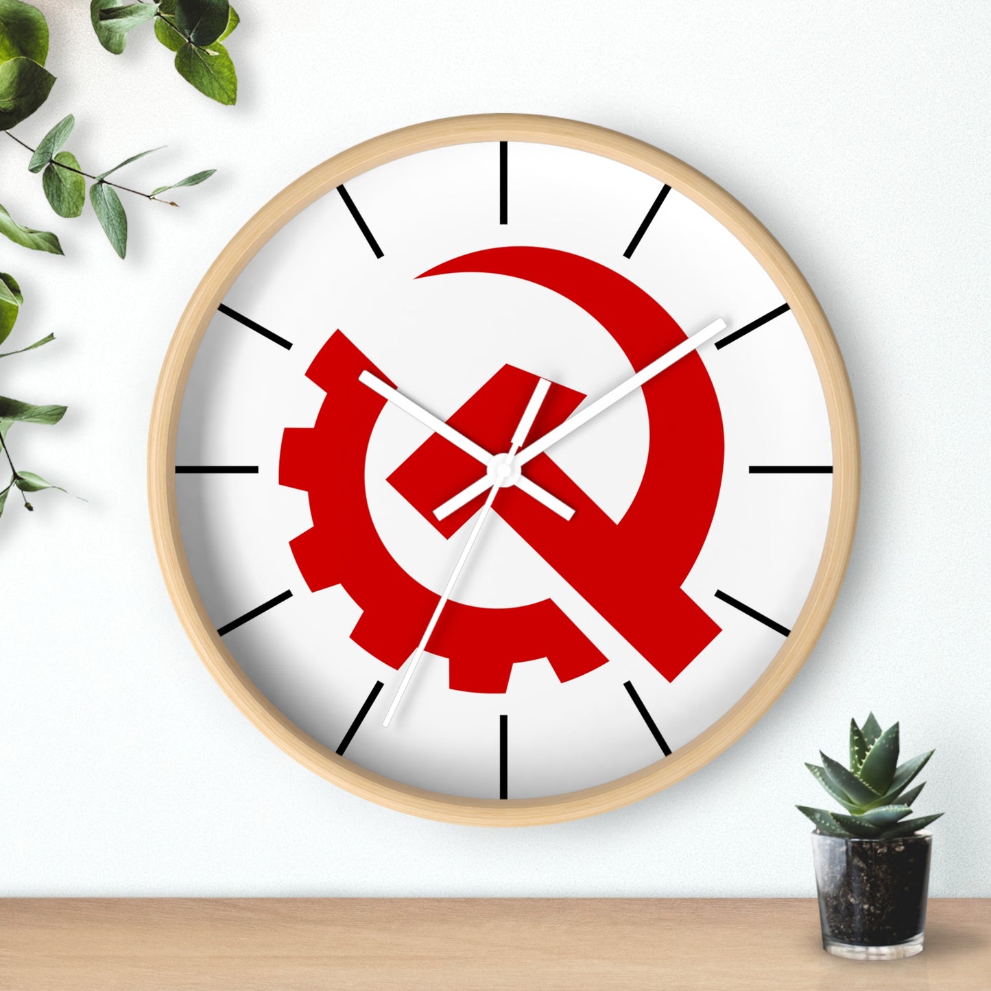 USSR Soviet Industrial Style Hammer and Sickle Socialist Communist Wall Clock