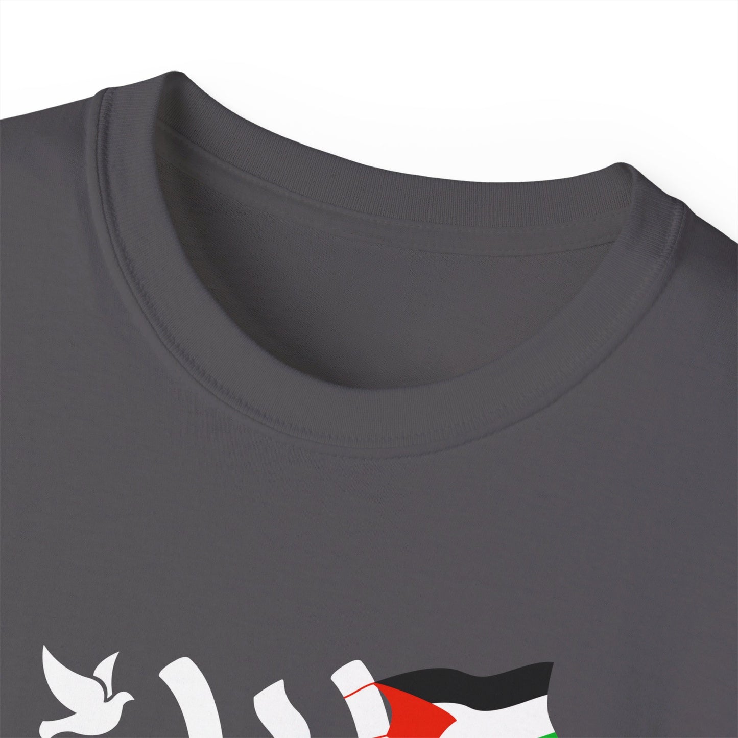 Palestine in Arabic with Dove of Peace and Palestinian Flag Free Palestine Palestinian Solidarity Unisex Ultra Cotton Tee