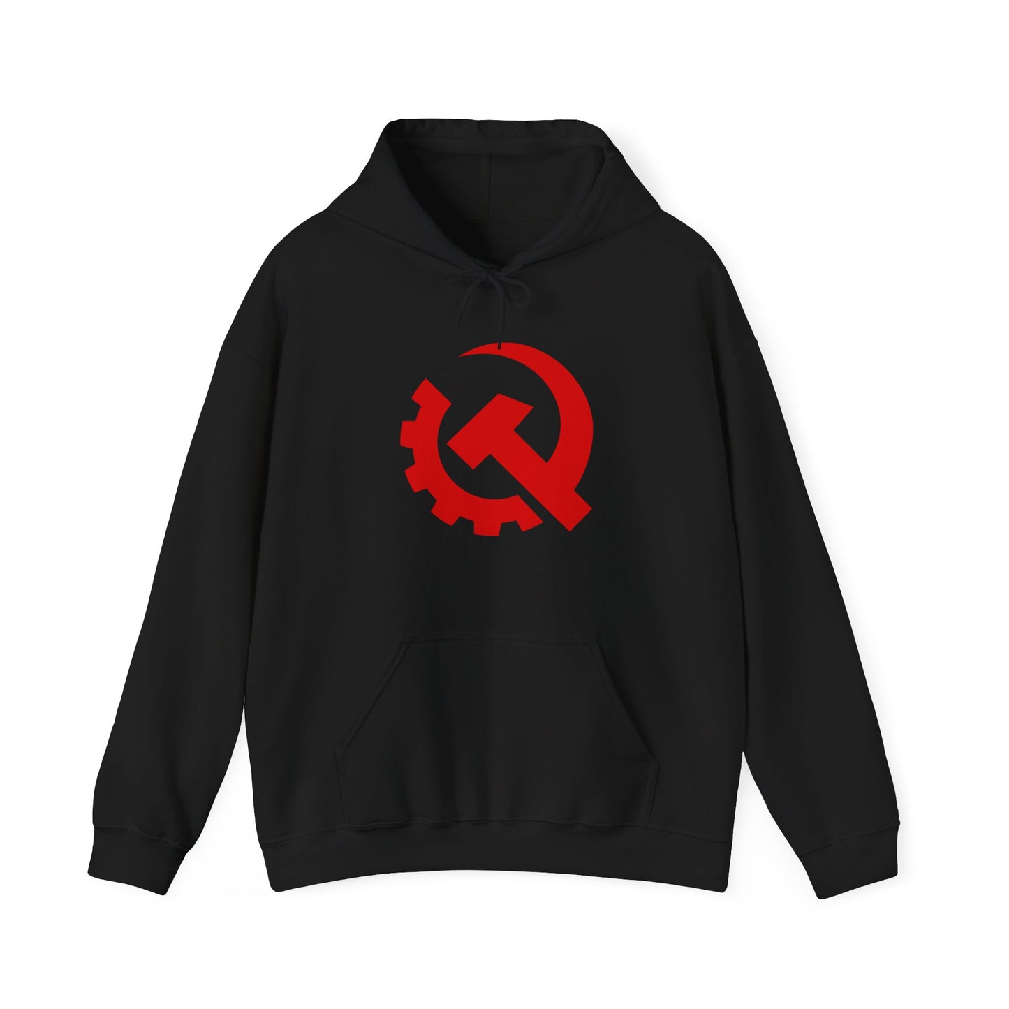 Communist Red Hammer & Sickle Gear Emblem Socialist Leftist Hoodie