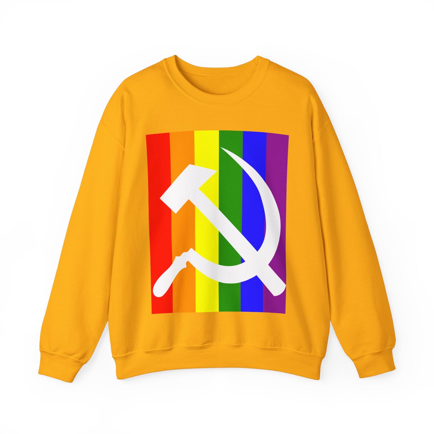 LGBTQ+ Socialist Rainbow Flag with Hammer and Sickle Communist Unisex Heavy Blend Crewneck Sweatshirt