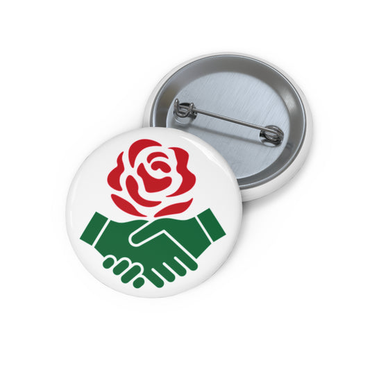 Socialist Red Rose Solidarity Leftist Pin Badge Button