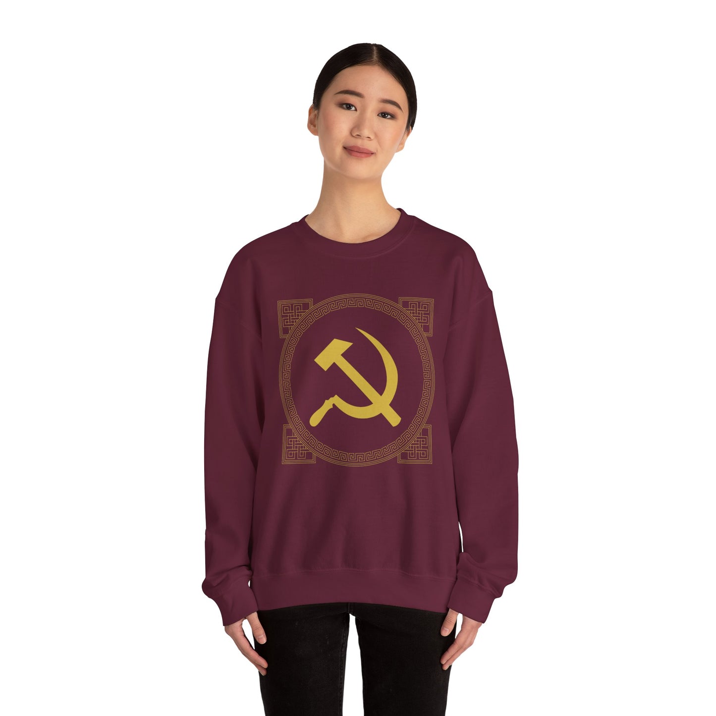 Communist Hammer and Sickle with Chinese East Asian Style Boarder Leftist Socialist Unisex Heavy Blend™ Crewneck Sweatshirt