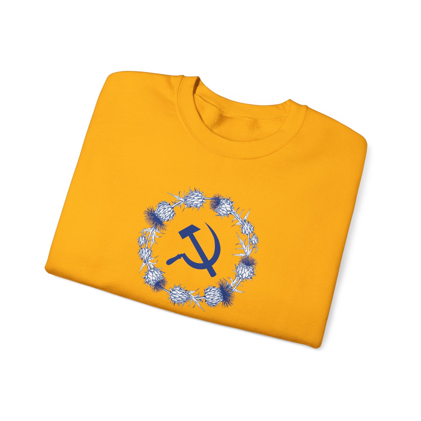 Scottish Socialist Solidarity Hammer and Sickle with Thistle Border Leftist Scotland Communist Unisex Heavy Blend™ Crewneck Sweatshirt