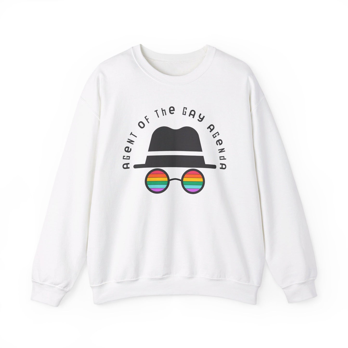 LGBTQ Plus Rainbow Agent of The Gay Agenda Spy Gay Queer Trans Rights Lesbian Pride Unisex Heavy Blend™ Crewneck Sweatshirt