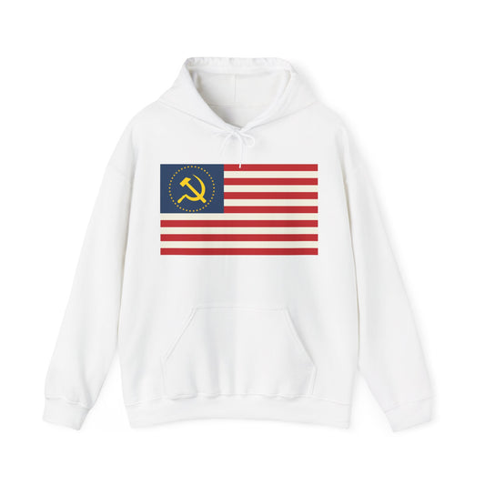 Socialist USA Stars and Stripes Communist American Flag Unisex Heavy Blend Hooded Sweatshirt