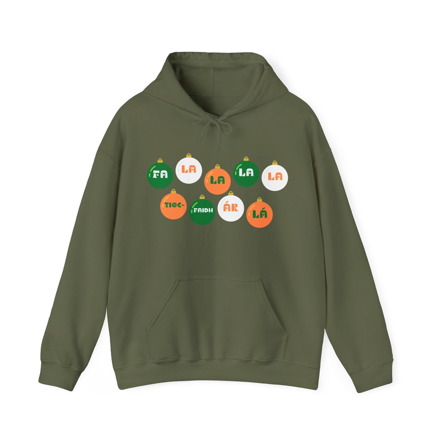 Irish Republican Army Christmas Tiocfaidh ár lá Deck The Halls Bauble Irish United Ireland Christmas Unisex Heavy Blend Hooded Sweatshirt