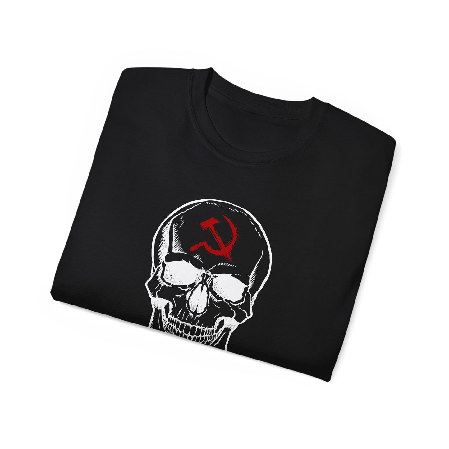Dead Red Halloween Communist Skull With Hammer and Sickle Unisex Ultra Cotton Tee