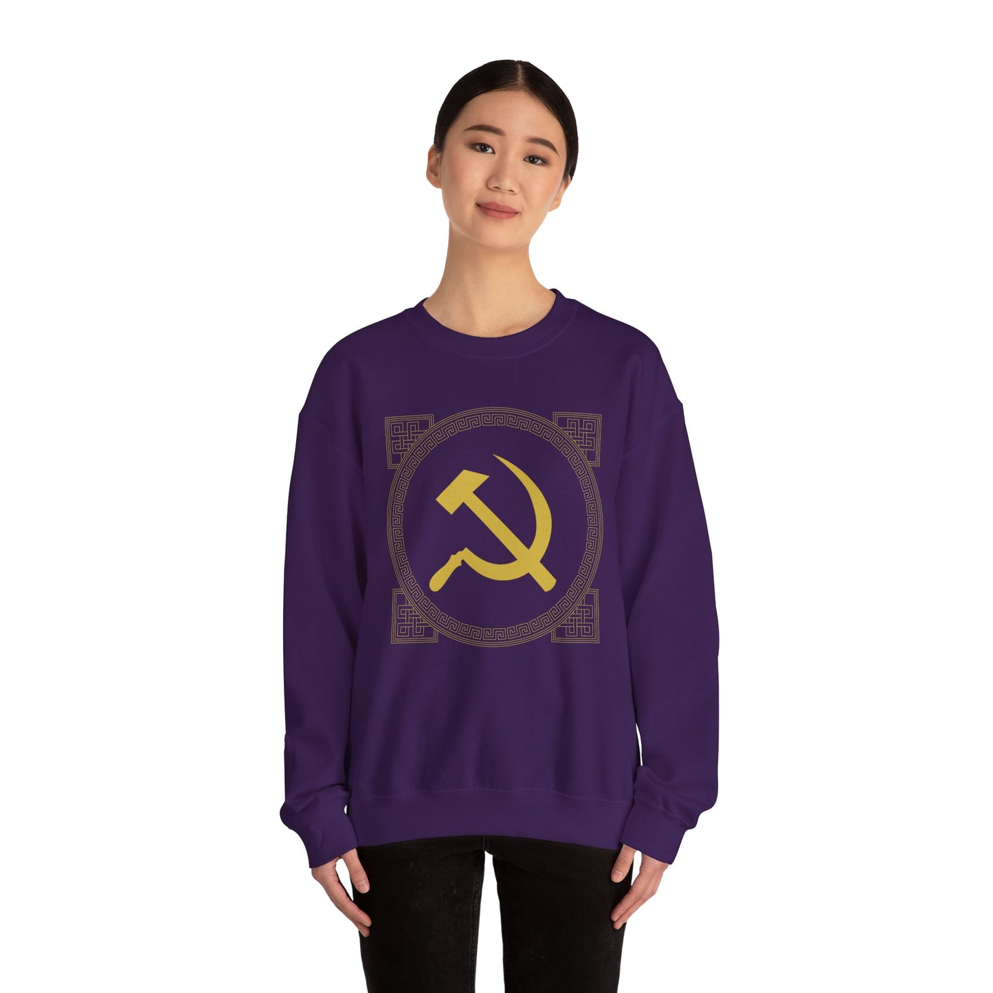 Communist Hammer and Sickle with Chinese East Asian Style Boarder Leftist Socialist Unisex Heavy Blend™ Crewneck Sweatshirt