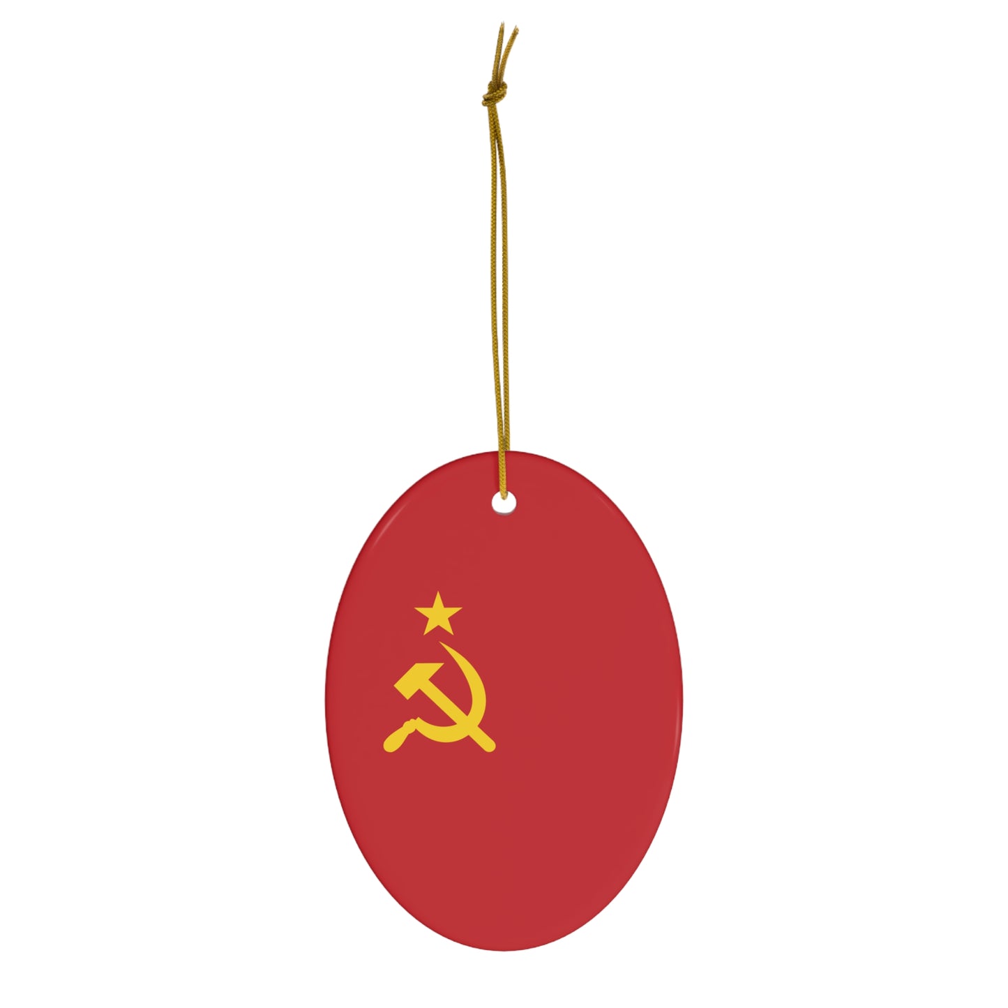 Communist The Red Flag Christmas Tee Socialist Yellow Hammer and Sickle Ceramic Christmas Bauble Ornament