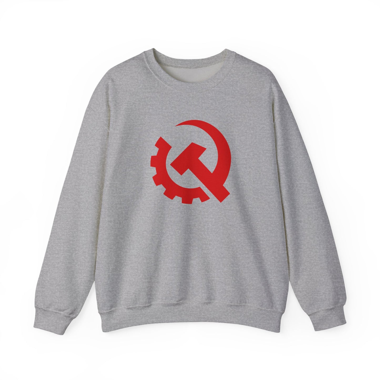 Communist Red Hammer & Sickle Gear Emblem Socialist Leftist Crewneck Sweatshirt