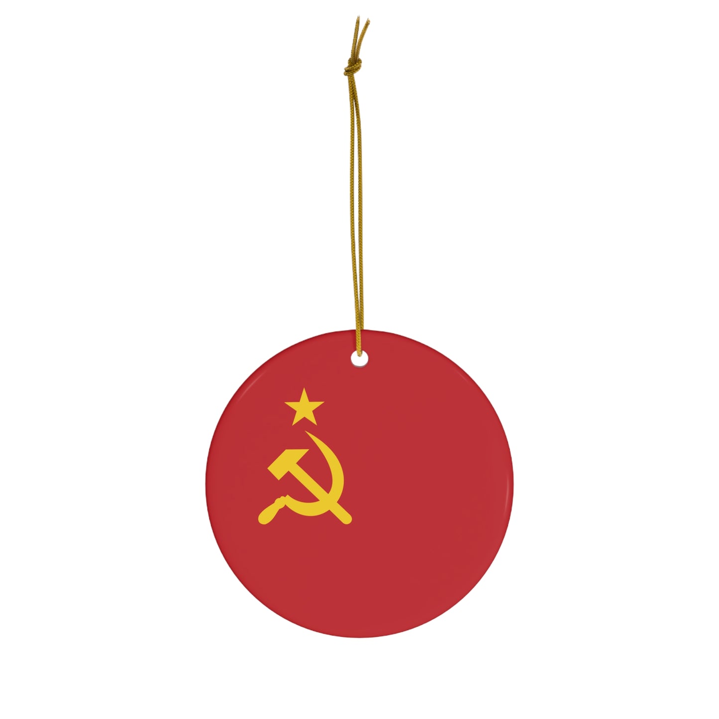 Communist The Red Flag Christmas Tee Socialist Yellow Hammer and Sickle Ceramic Christmas Bauble Ornament