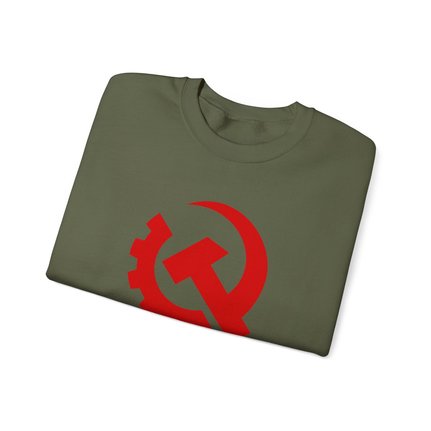 Communist Red Hammer & Sickle Gear Emblem Socialist Leftist Crewneck Sweatshirt