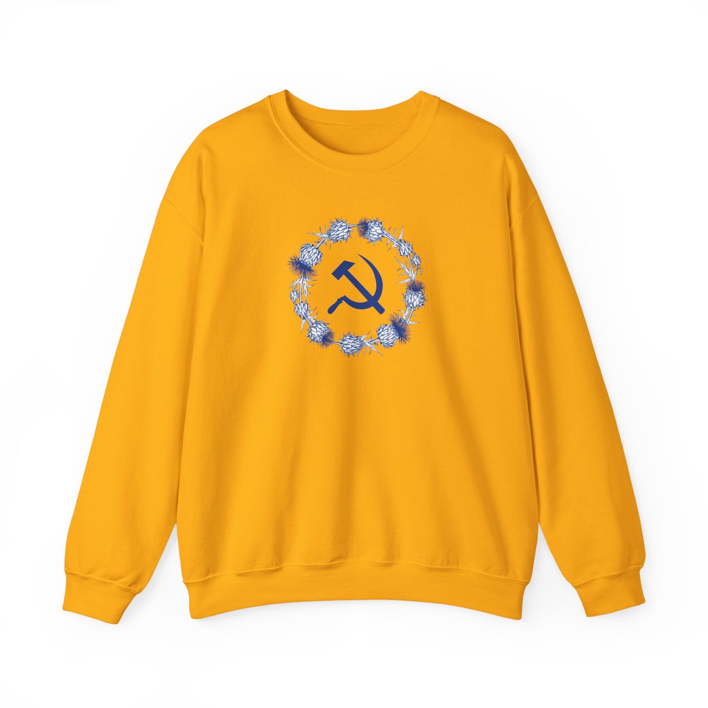 Scottish Socialist Solidarity Hammer and Sickle with Thistle Border Leftist Scotland Communist Unisex Heavy Blend™ Crewneck Sweatshirt
