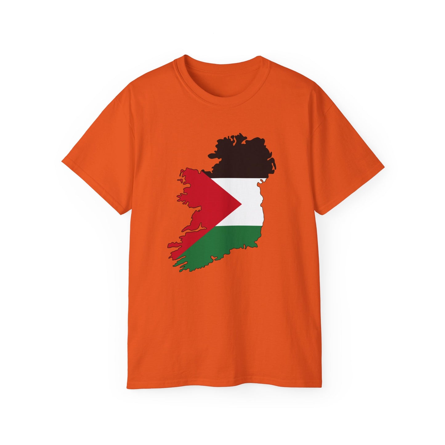 Irish Palestine Solidarity Outline of Ireland with Palestinian Flag Free Gaza Unisex Ultra Cotton Tee