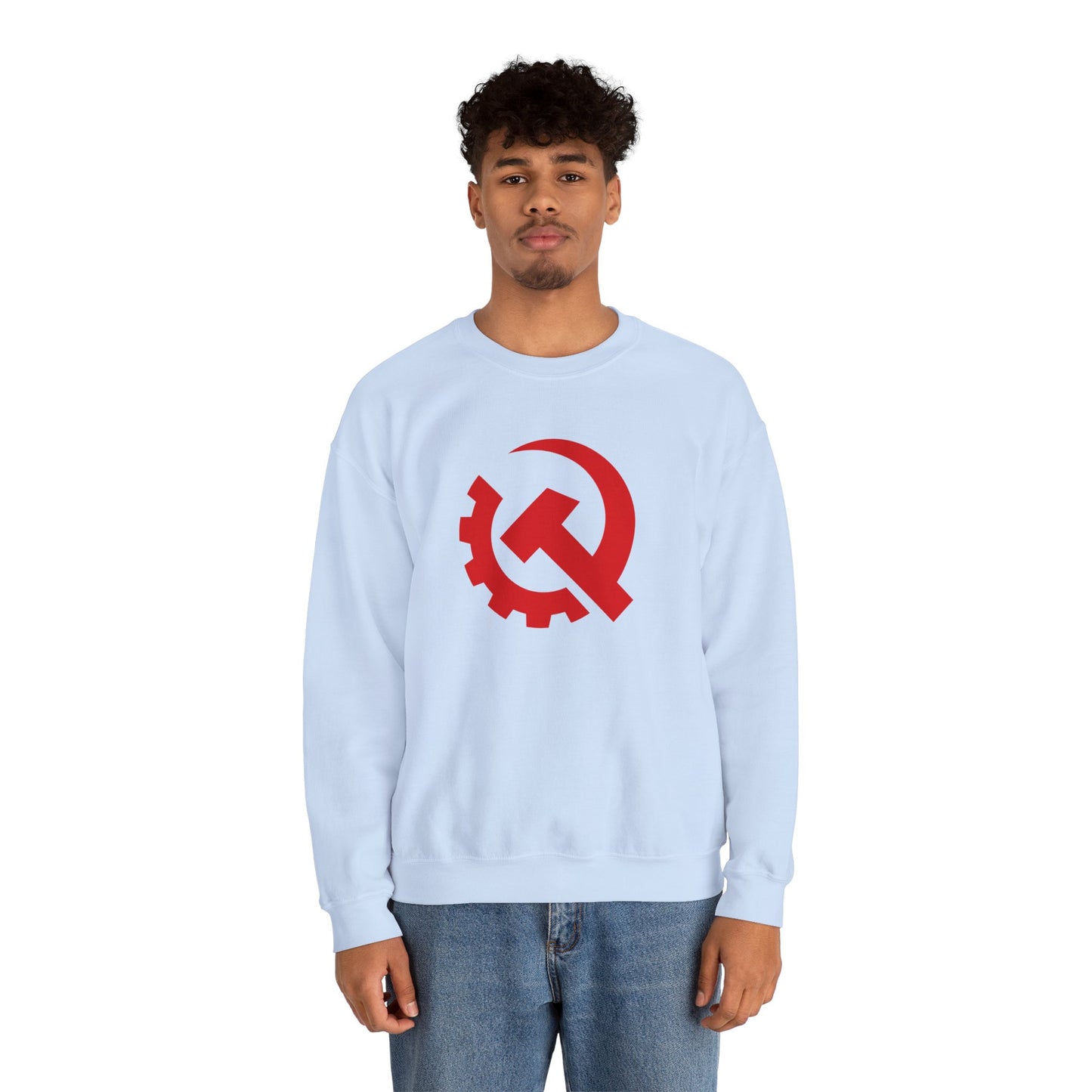 Communist Red Hammer & Sickle Gear Emblem Socialist Leftist Crewneck Sweatshirt