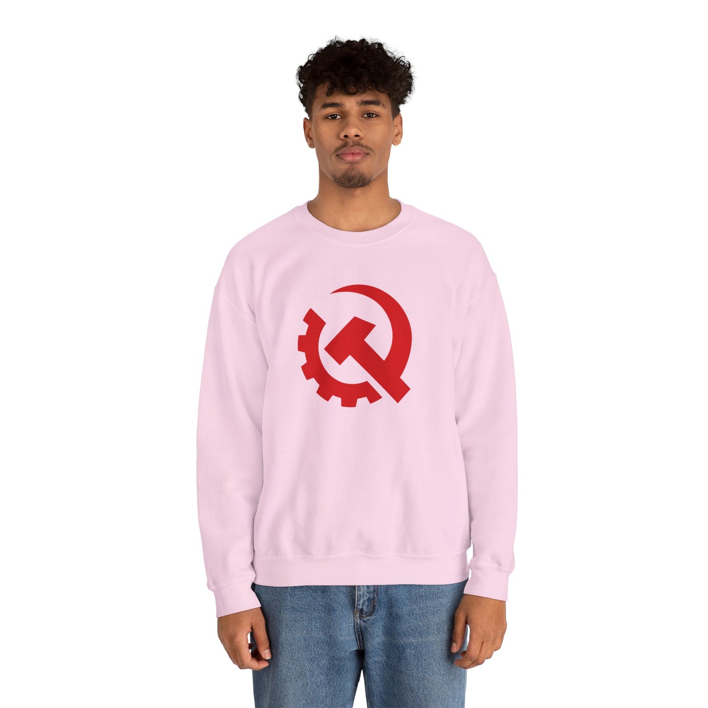 Communist Red Hammer & Sickle Gear Emblem Socialist Leftist Crewneck Sweatshirt