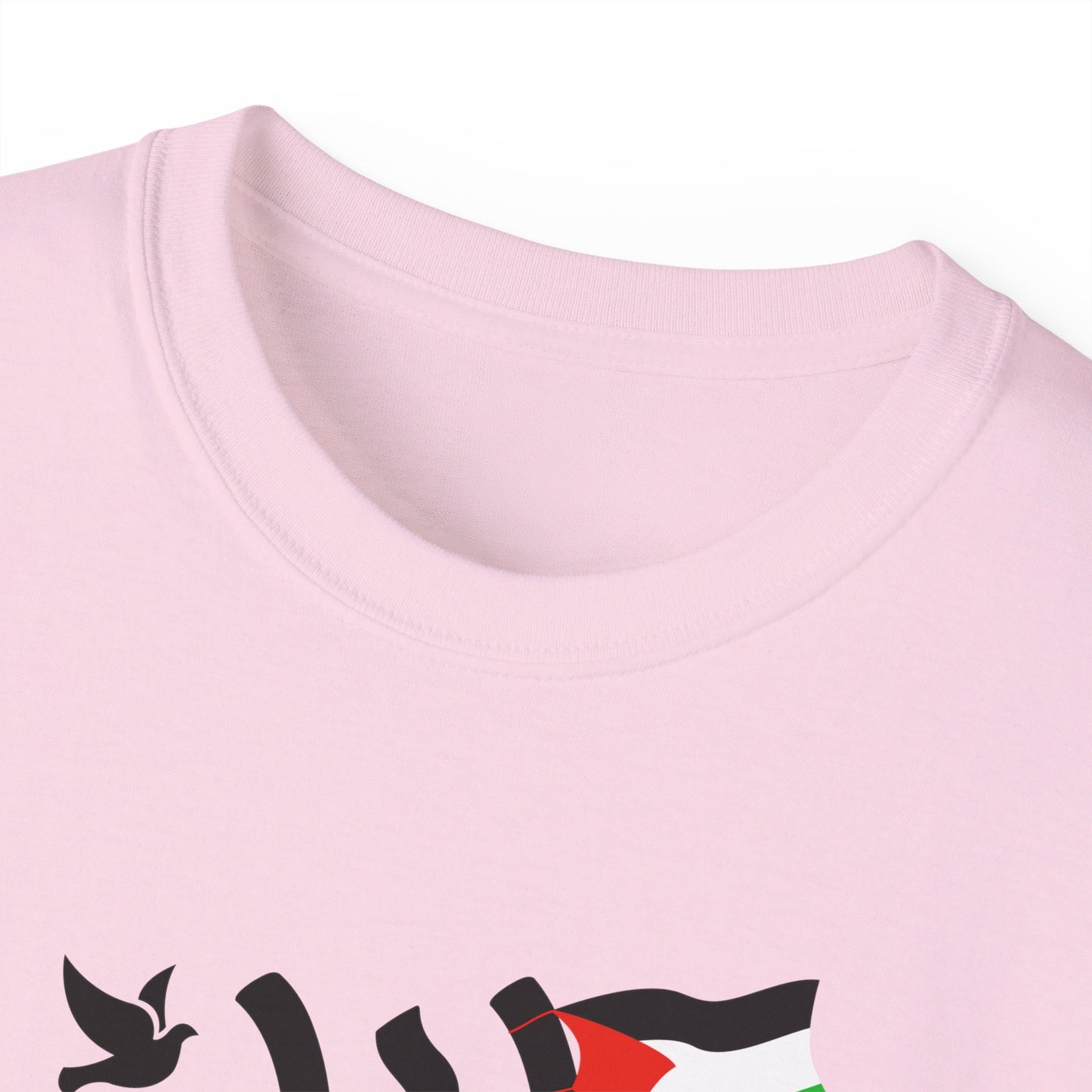 Palestine in Arabic with Dove of Peace and Palestinian Flag Free Palestine Palestinian Solidarity Unisex Ultra Cotton Tee