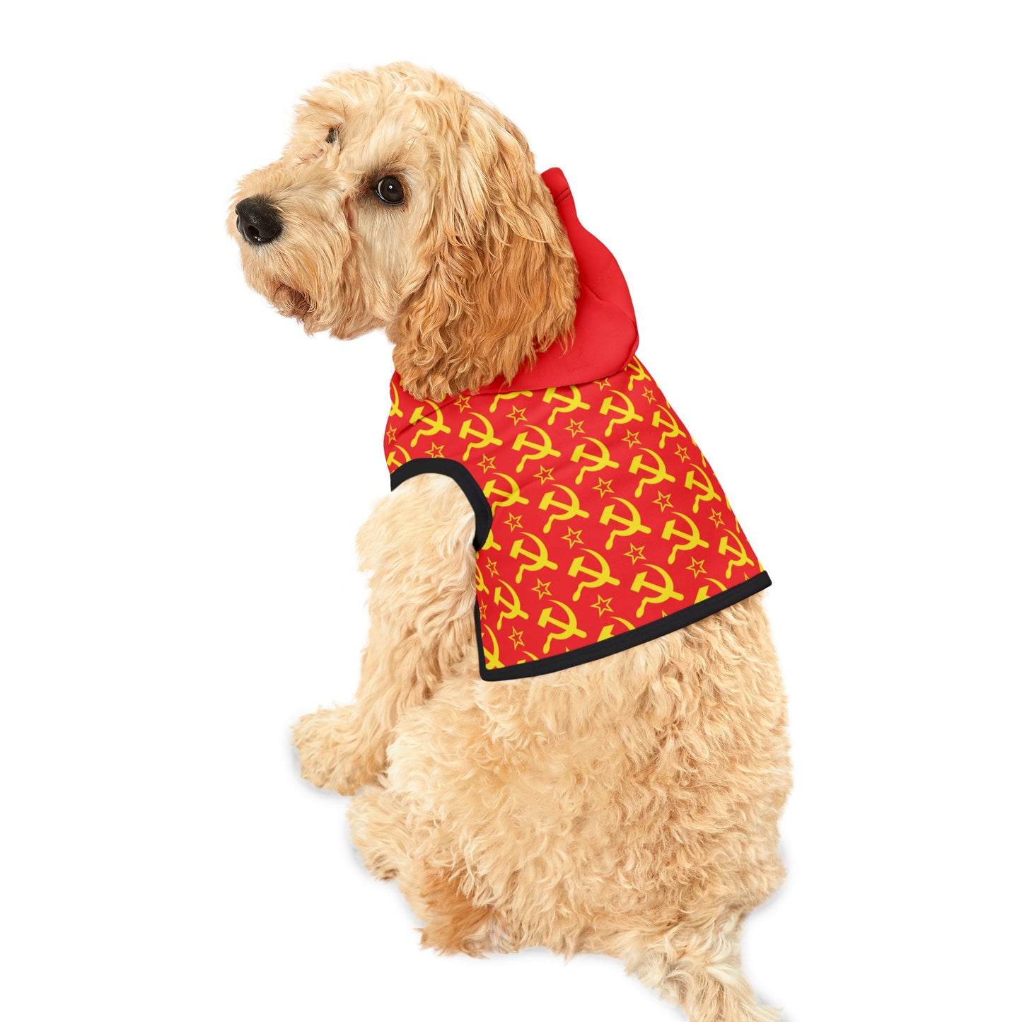 Socialist Red and Gold Hammer and Sickle Pattern Leftist Communist Dog and Cat Hoodie