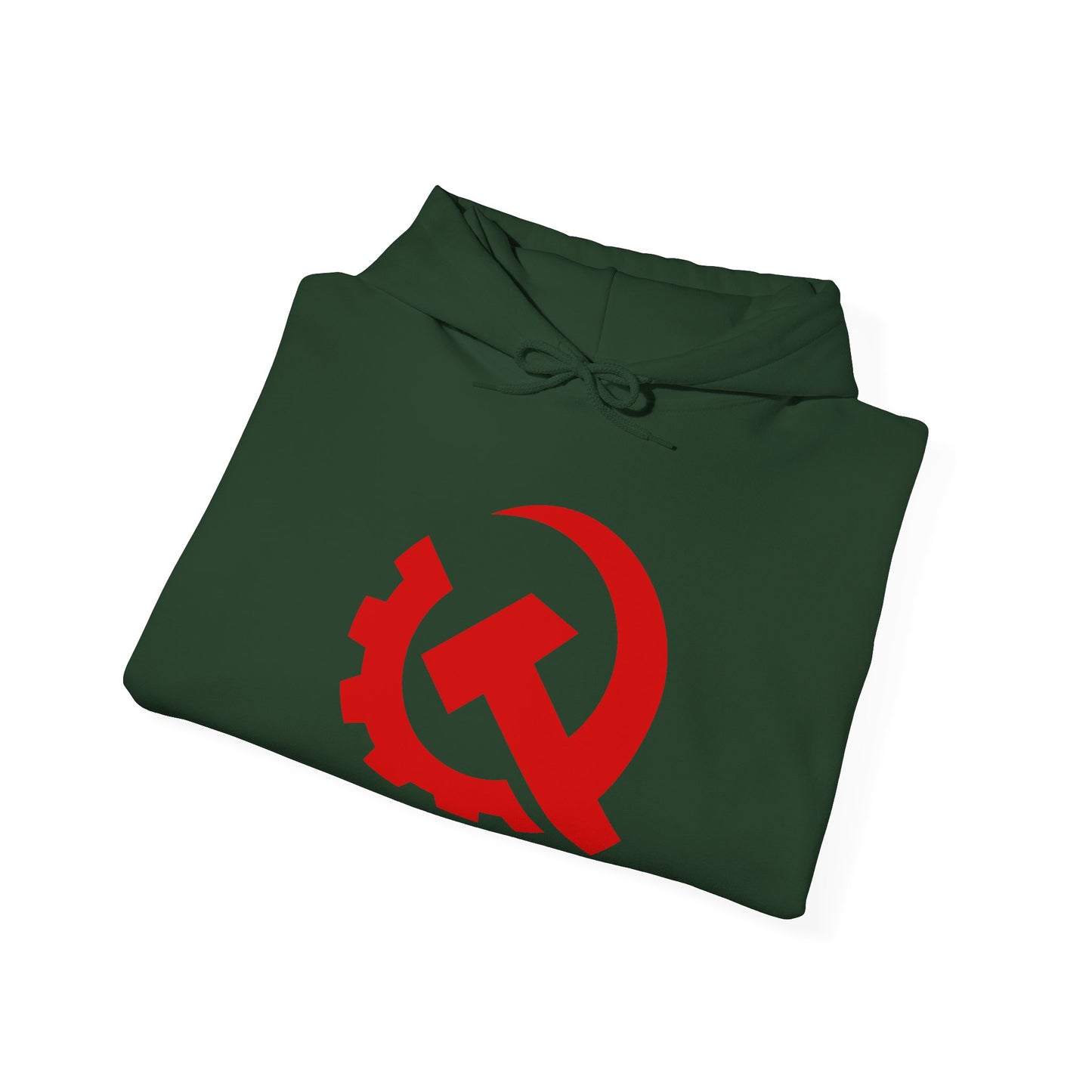 Communist Red Hammer & Sickle Gear Emblem Socialist Leftist Hoodie