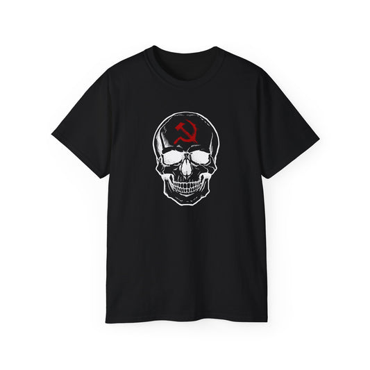Dead Red Halloween Communist Skull With Hammer and Sickle Unisex Ultra Cotton Tee