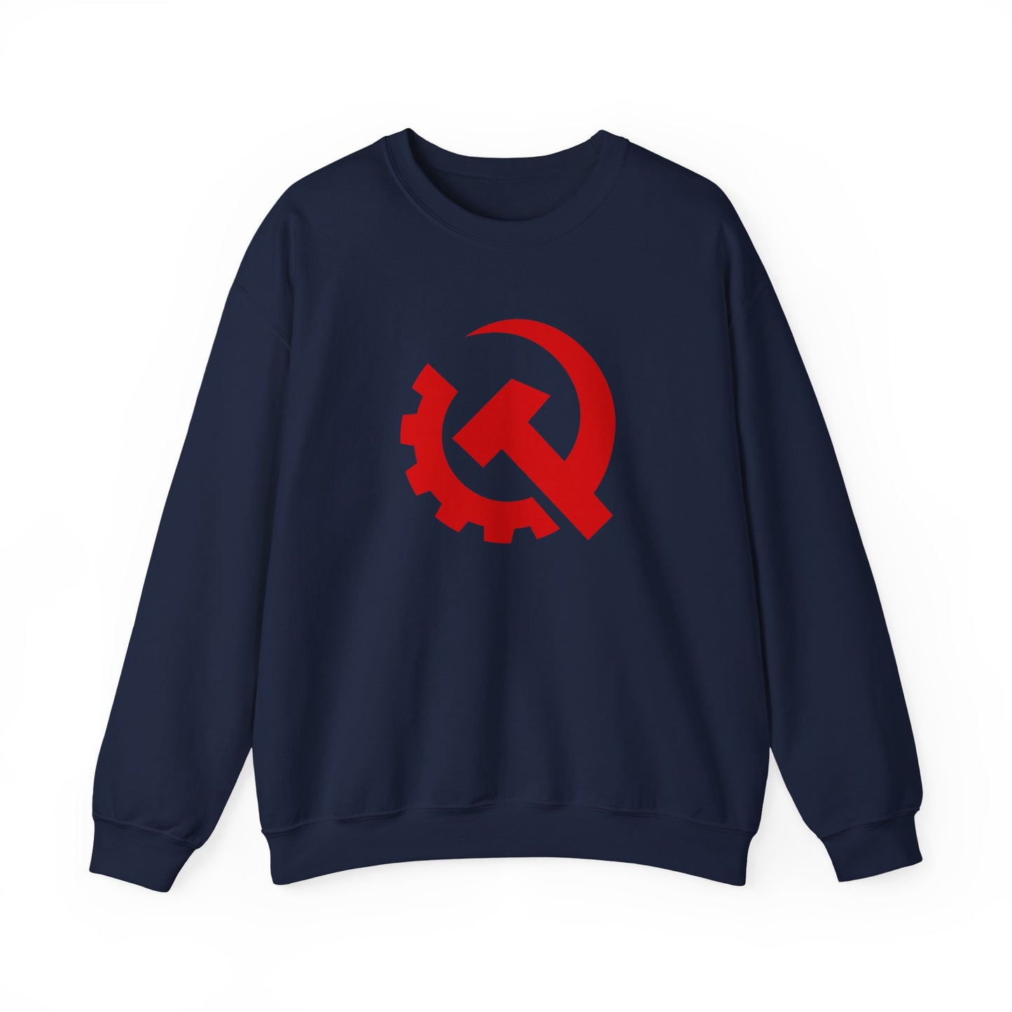 Communist Red Hammer & Sickle Gear Emblem Socialist Leftist Crewneck Sweatshirt